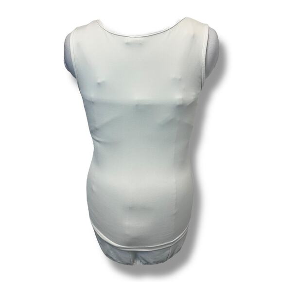 VTG 90s CINEMA ETOILE White LACE Stretch Knit Sleep Tank Chemise Ivory - Picture 4 of 9